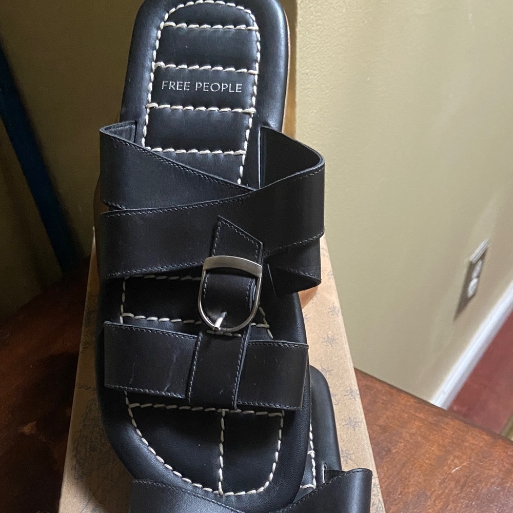Free People Black Strappy Sandals